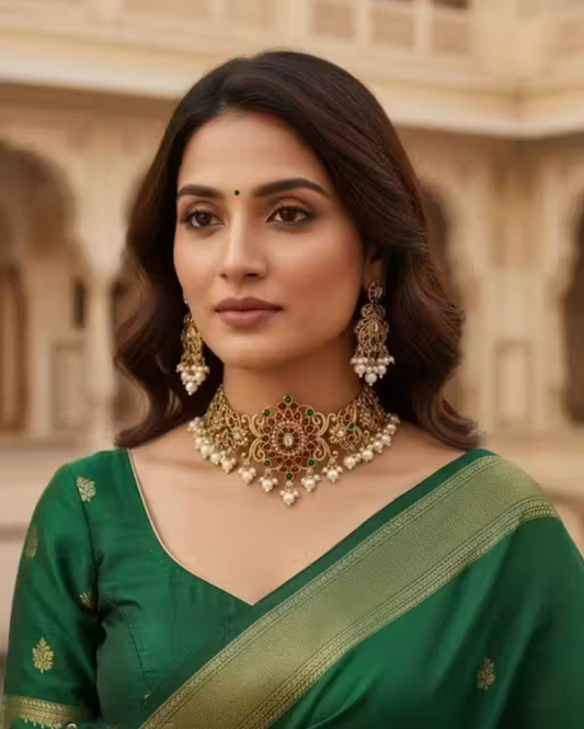 Heritage Kundan Pearl Choker Set | Royal Necklace & Earrings [12012]