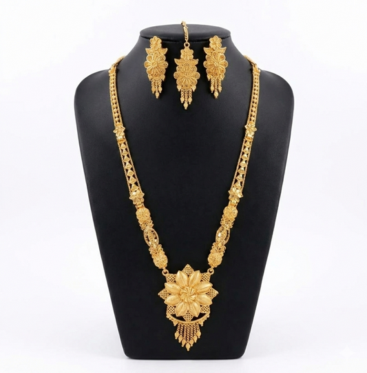 Bridal Lotus Blossom Necklace Set – Traditional Design for Festive & Wedding Wear