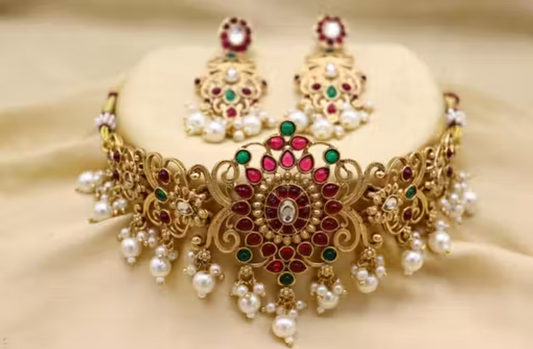 Heritage Kundan Pearl Choker Set | Royal Necklace & Earrings [12012]